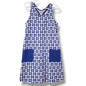 Hanna Andersson 120 6/7 Blue White Flower Racerback Tie Dress
